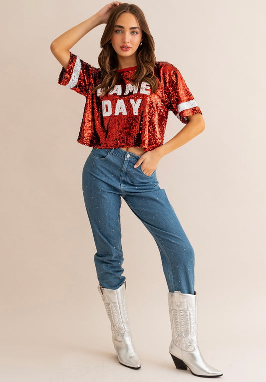 Game Day Sequins Crop